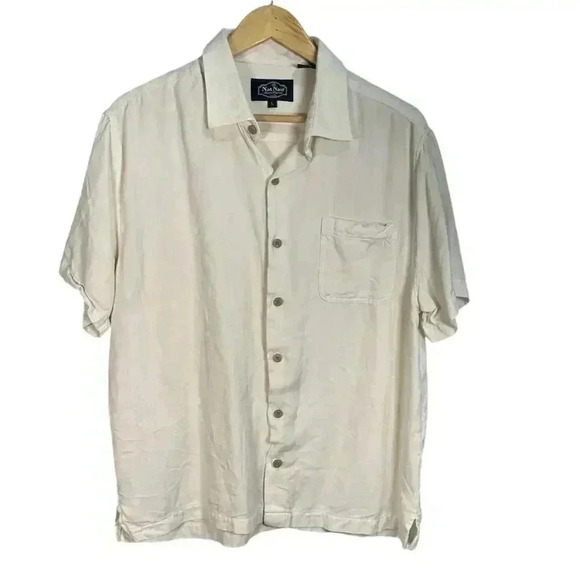 Nat Nash Shirt Men's Large Off White Textured Chevron Silk Cotton - Picture 1 of 9